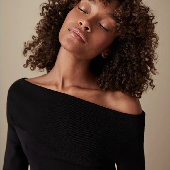 Reiss black Verona off-the-shoulder long sleeve knit top - Medium - Picture 4 of 5